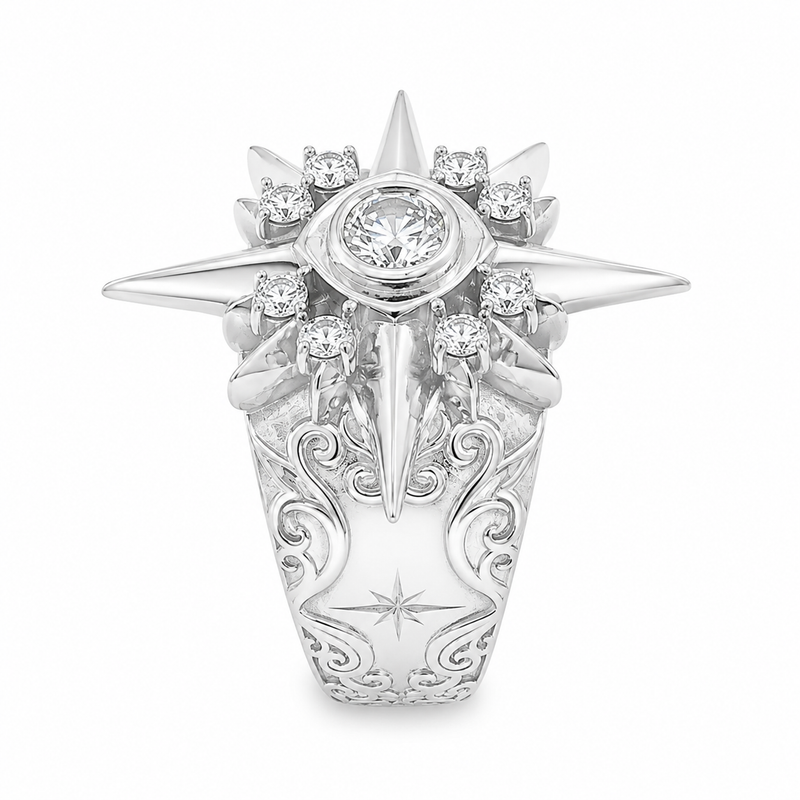 UFO Silver Diamond Ring 71601