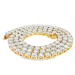22-inch yellow gold tennis chain with round-cut 80 pointer diamonds.