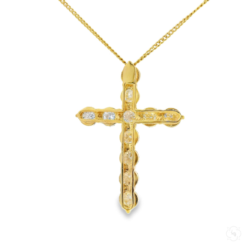 Upside Down Diamond Cross Set in 14K gold, view 3