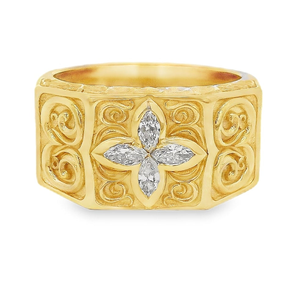 Flower Filigree Style Design Ring 71009 | TraxNYC