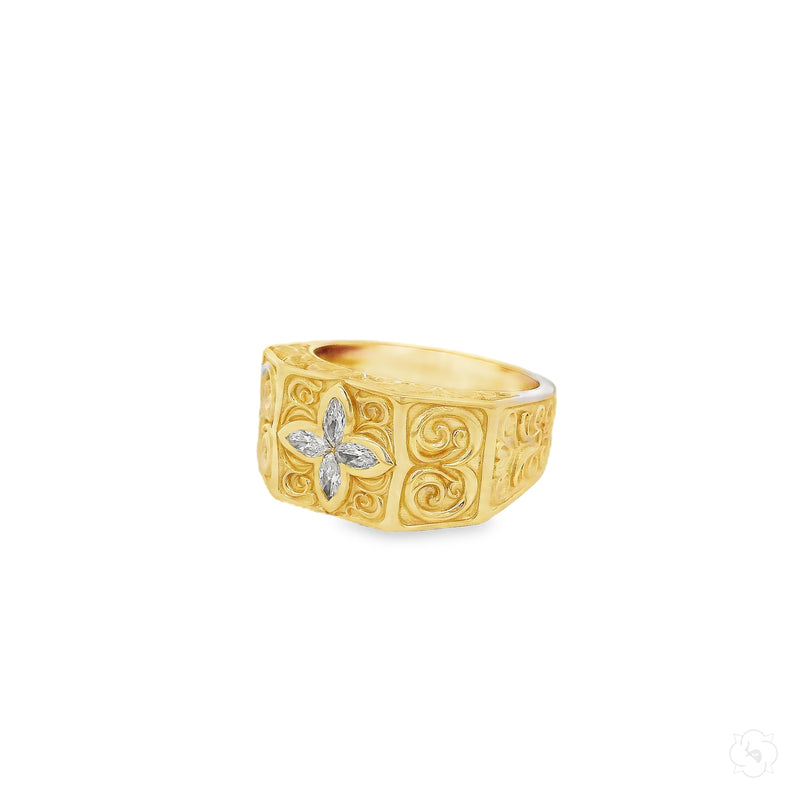 10K Gold Flower Filigree Style Design Lab-Grown Diamond Ring, photo 2 of 12
