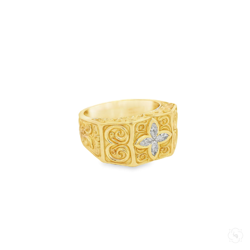 10K Gold Flower Filigree Style Design Lab-Grown Diamond Ring, photo 6 of 12