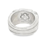 Moonstone Silver Ring With Skulls And Black Diamonds 71007