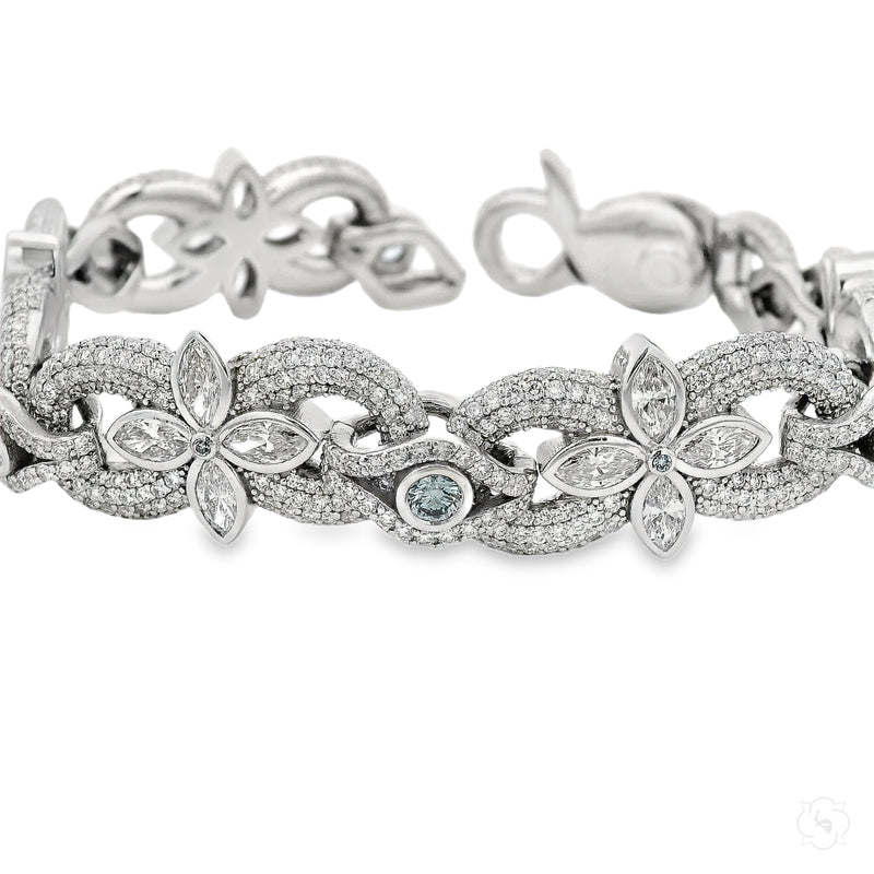 Marquise And Round White And Blue Diamond Bracelet 70996