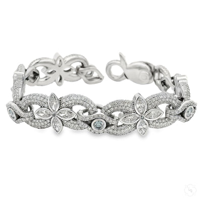 Marquise And Round White And Blue Diamond Bracelet 70996