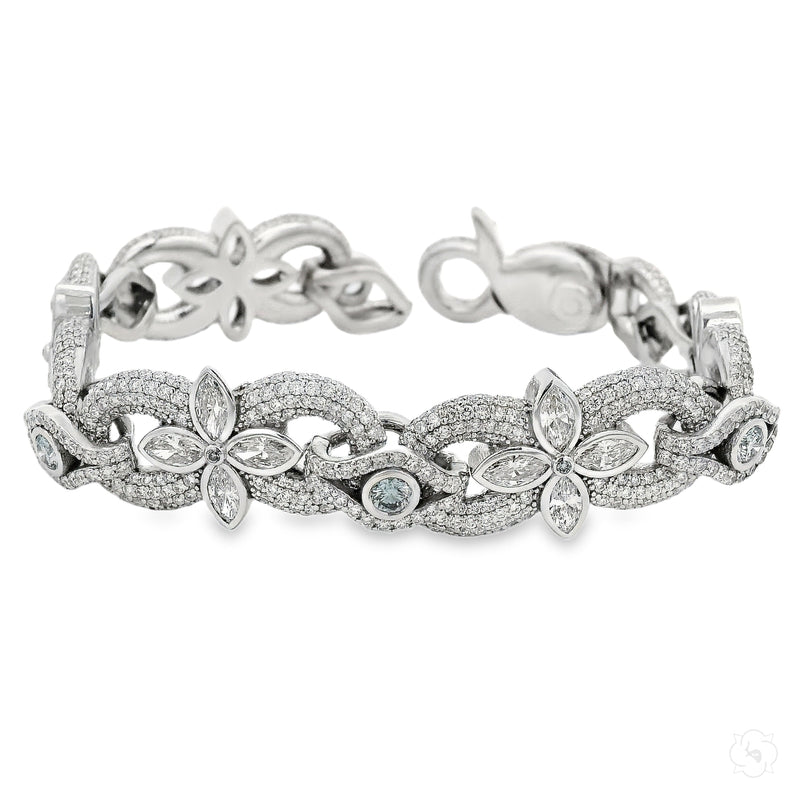 Marquise And Round White And Blue Diamond Bracelet 70996