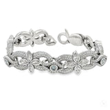 10K Gold Marquise And Round White And Blue Lab-Grown Diamond Bracelet 70996