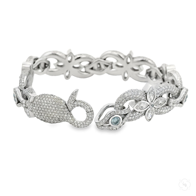 Marquise And Round White And Blue Diamond Bracelet 70996