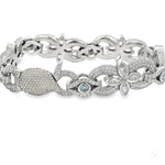 Marquise And Round White And Blue Diamond Bracelet 70996