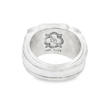 Blue Lapis Silver Ring With Skulls And Red Sapphire 71004