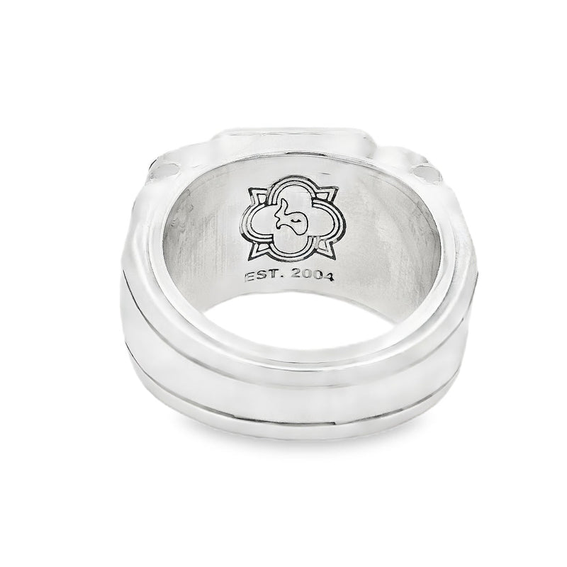 Blue Lapis Silver Ring With Skulls And Red Sapphire 71004