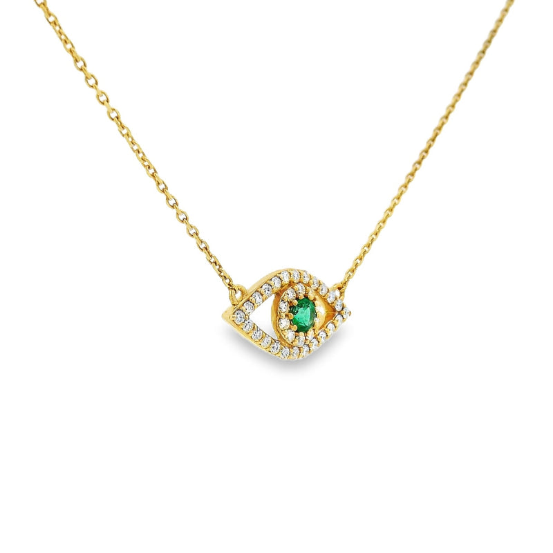 14K Gold Gemstone Evil Eye Necklace, photo 2 of 6