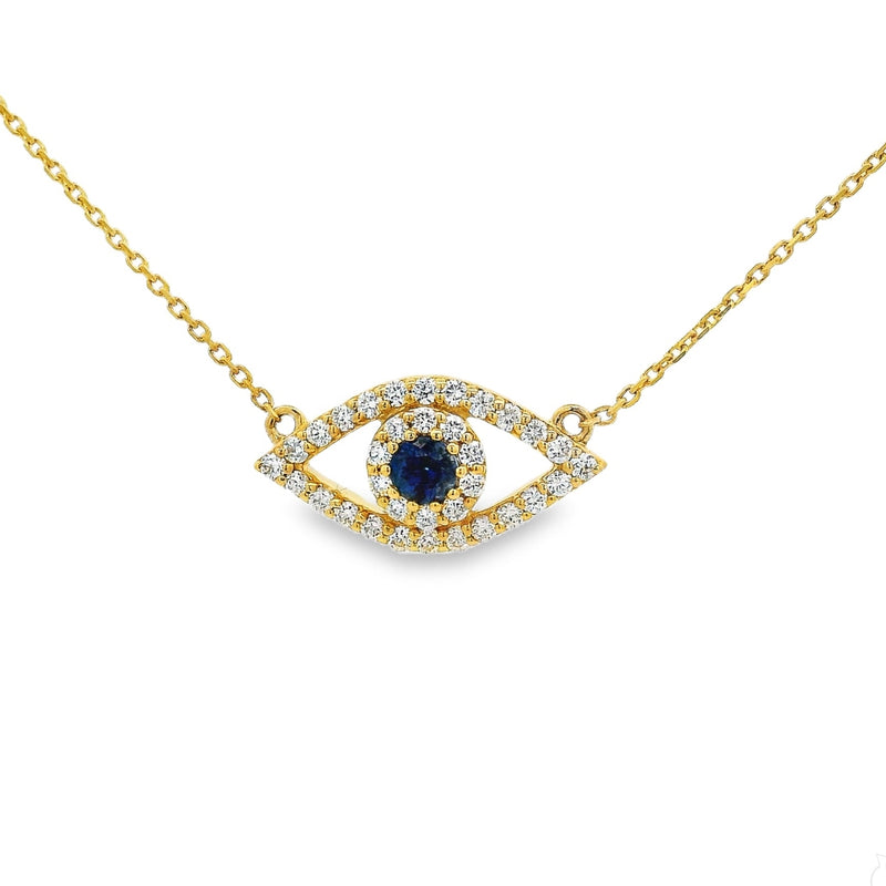 14K Gold Gemstone Evil Eye Necklace, photo 4 of 6