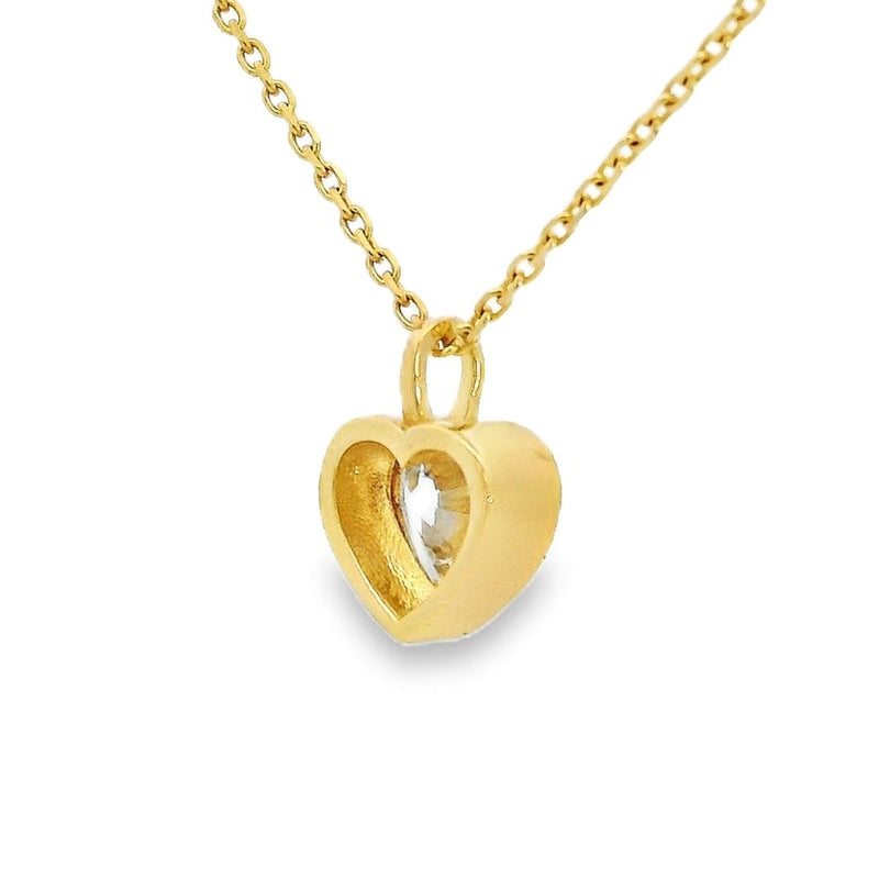 14K Gold Heart Lab-Grown Diamond Bezel Pendant, photo 4 of 9