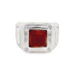Carnelian Silver Ring With Natural Diamonds 71024