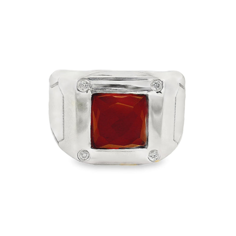 Carnelian Silver Ring With Natural Diamonds, photo 3 of 7