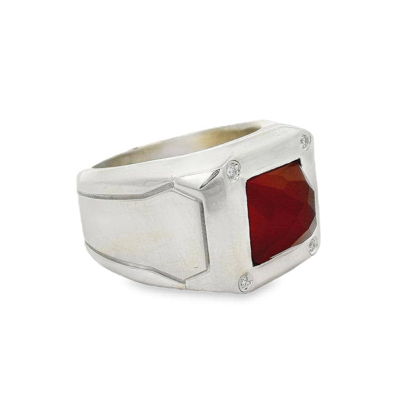 Carnelian Silver Ring With Natural Diamonds, photo 4 of 7