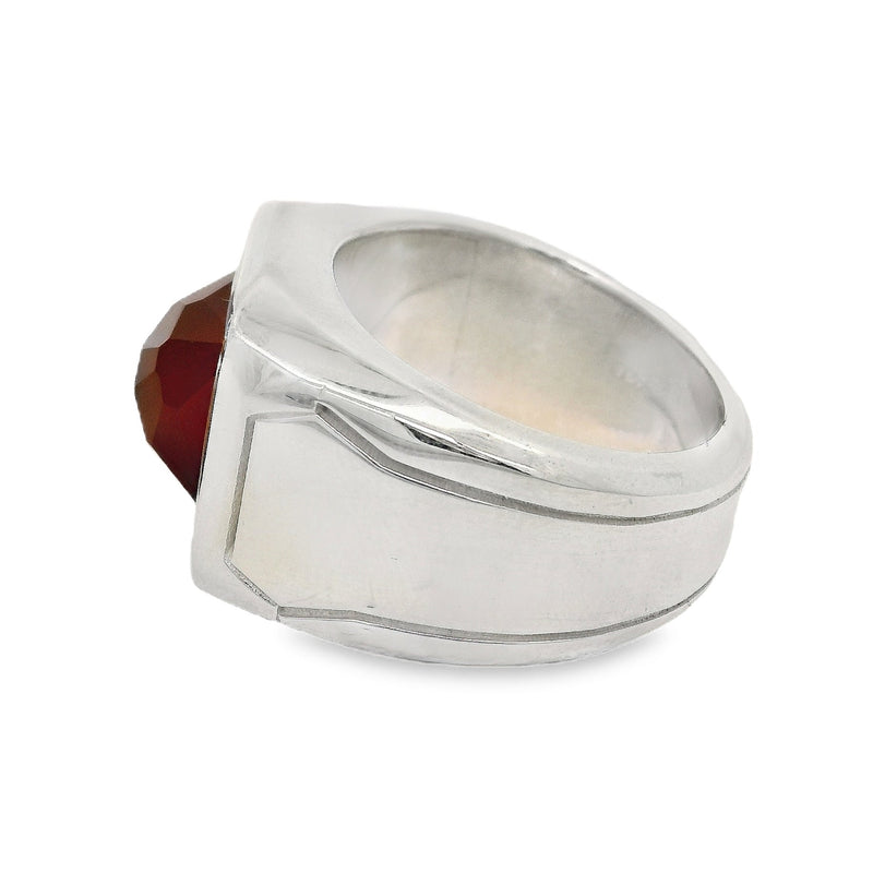 Carnelian Silver Ring With Natural Diamonds 71024