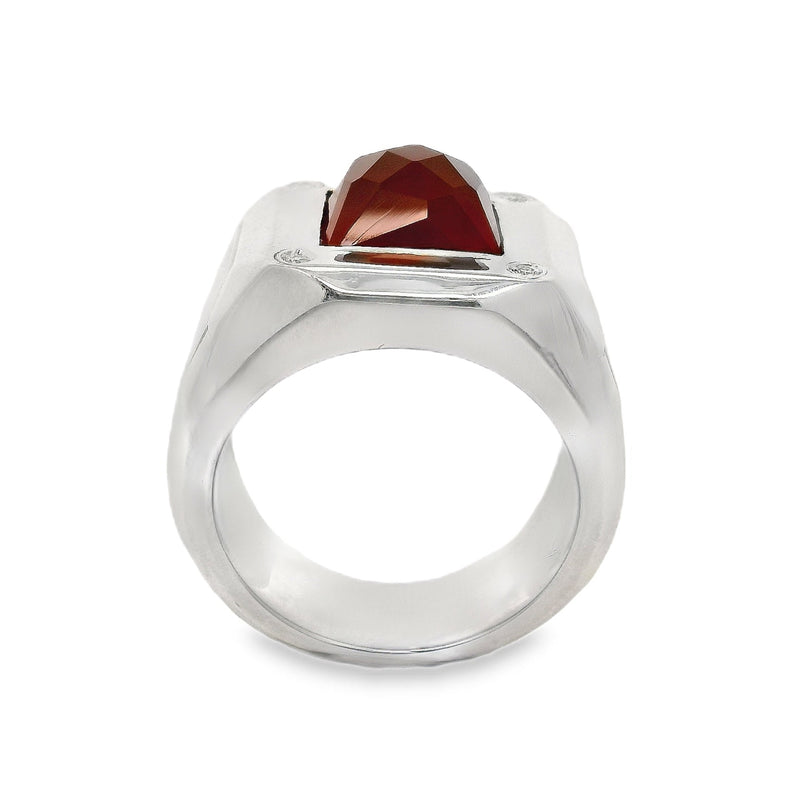 Carnelian Silver Ring With Natural Diamonds 71024