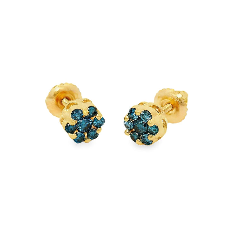 Ocean Blue Flower Earrings in 14K gold, view 3