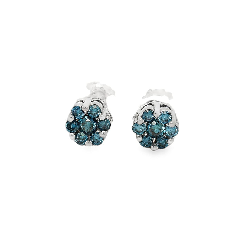 Ocean Blue Flower Earrings in 14K gold, view 5
