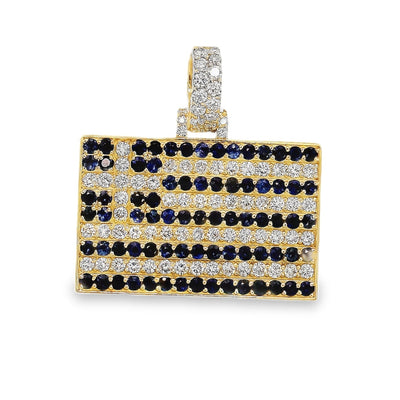10K Gold Diamonds and Sapphires Stone Flag Pendant 71032