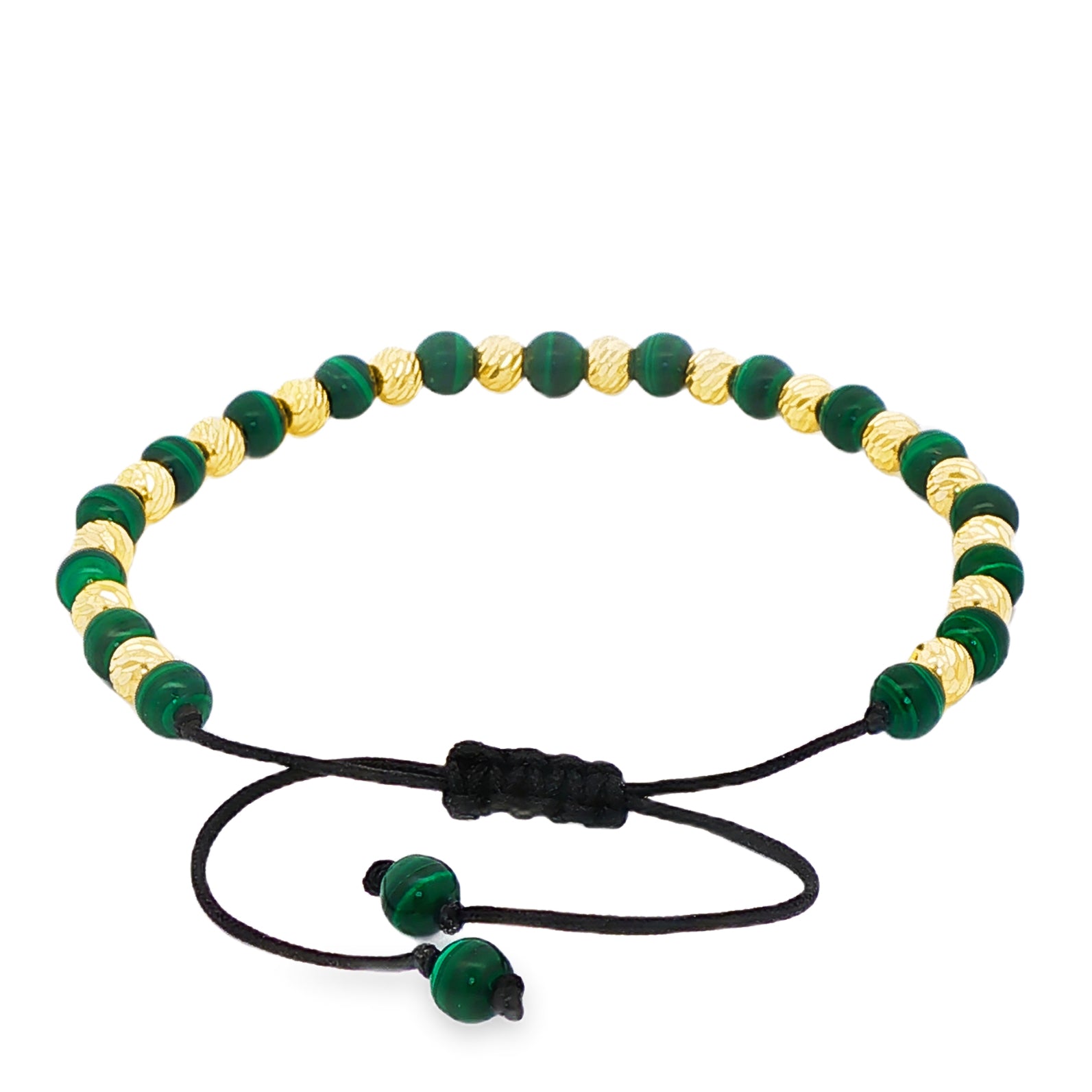 Malachite & Gold Bead Adjustable Bracelet 71069 | TraxNYC