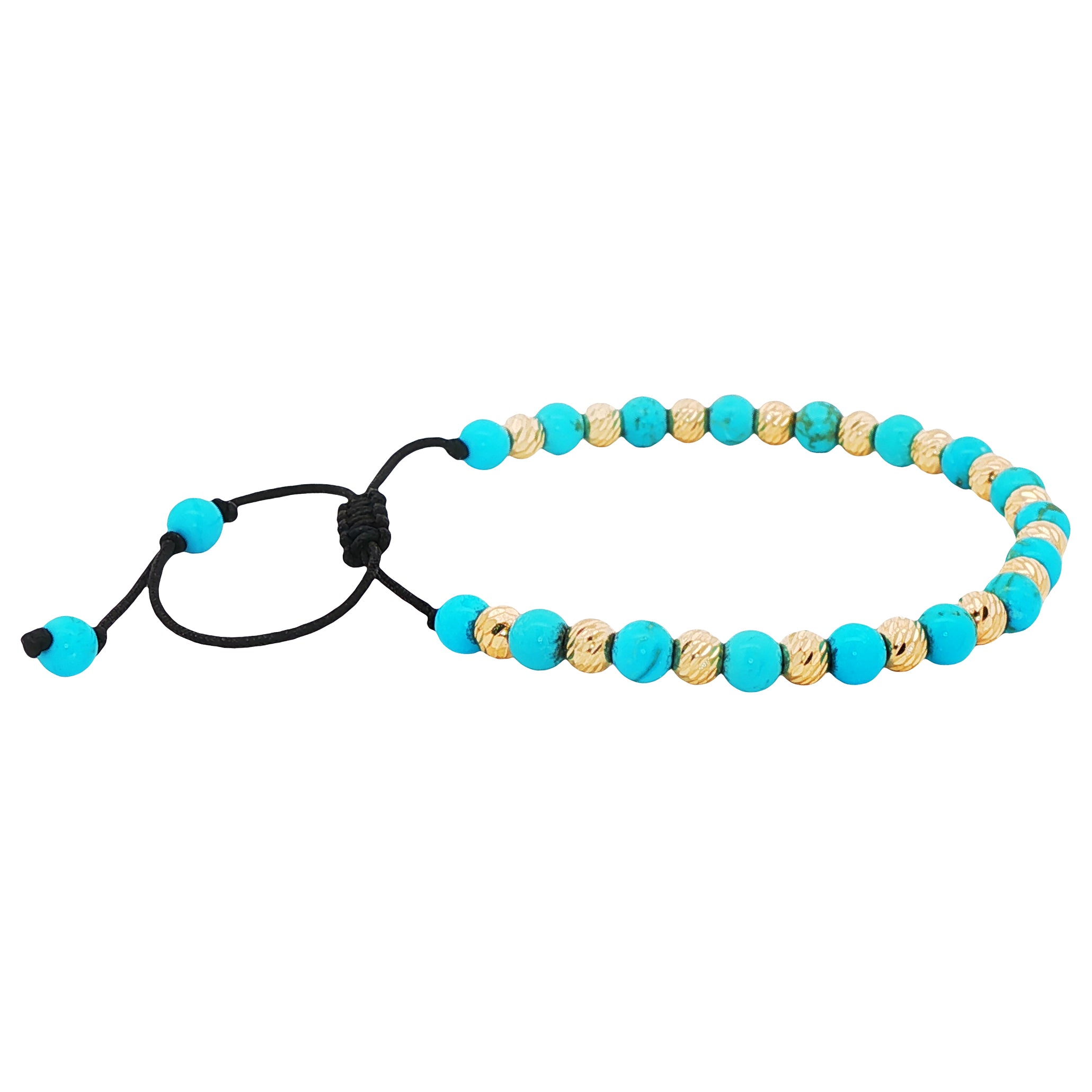 Turquoise & Gold Bead Adjustable Bracelet 71067 | TraxNYC