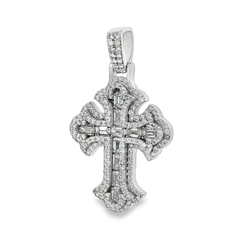 Emerald Cut Diamond Cross Pendant 68542