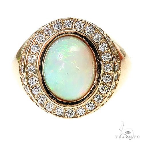 14K Gold UnCut Gems TraxNYC Opal Diamond Ring, photo 2 of 6