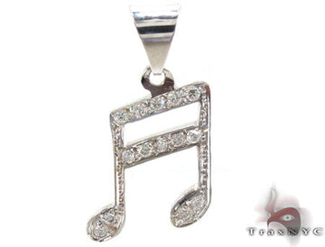 Unisex diamond pendant in 14k white gold – round-cut stones, front view
