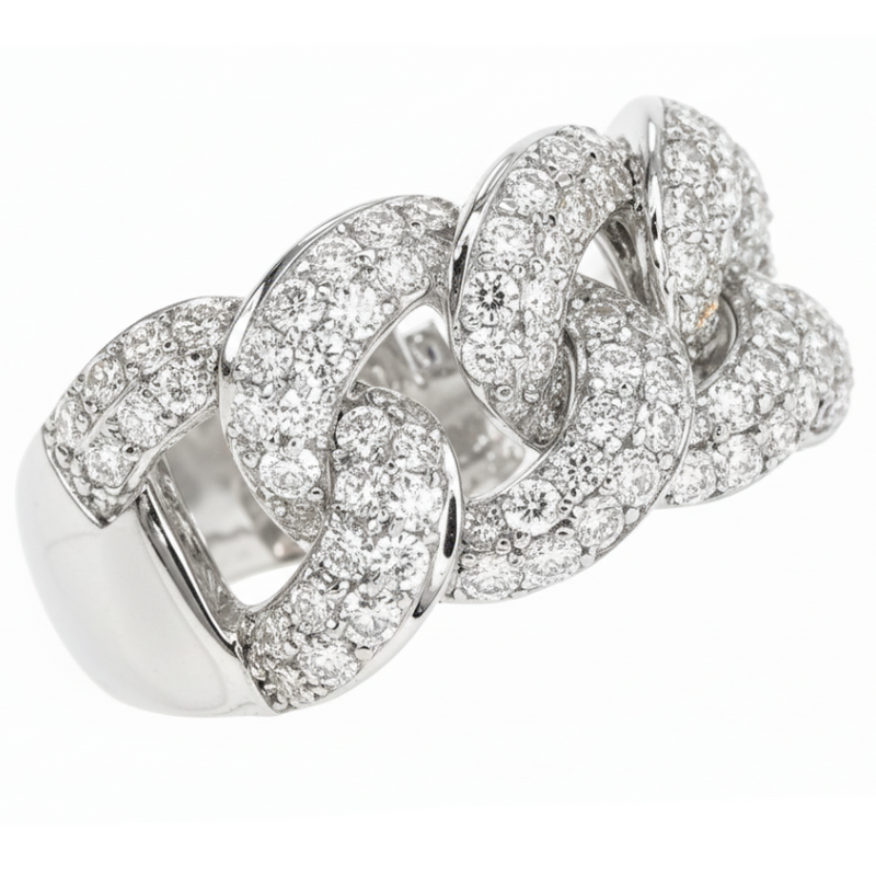 14K Gold Miami Cuban Link Diamond Ring 65851