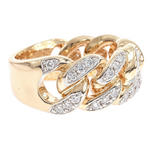14k Yellow Gold 10mm Diamond Miami Cuban Ring 65017
