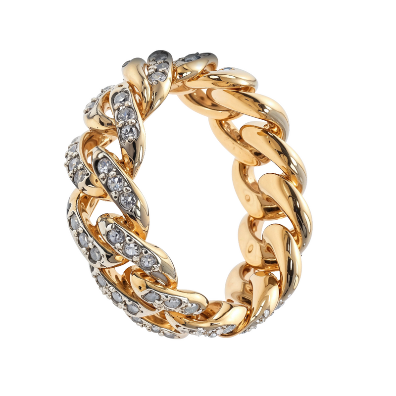 10k Yellow Gold Diamond Miami Cuban Ring 64682