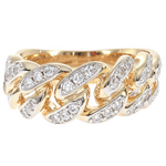 14k Yellow Gold 10mm Diamond Miami Cuban Ring 65017