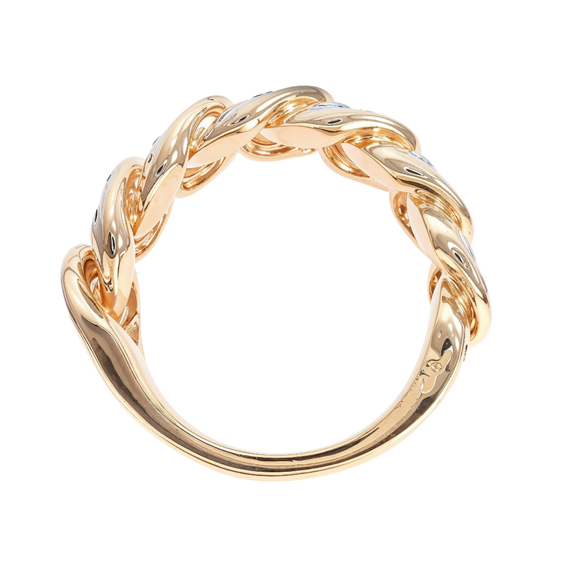 14k Yellow Gold 10mm Diamond Miami Cuban Ring 65017