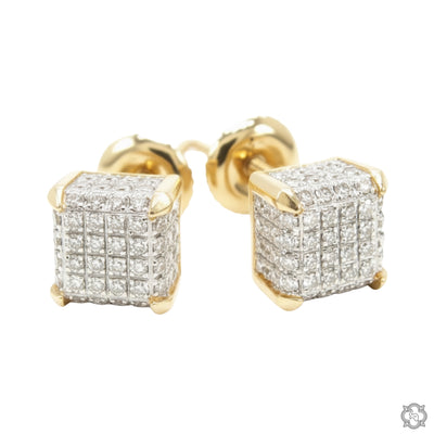10K Gold Cube Earrings 15558