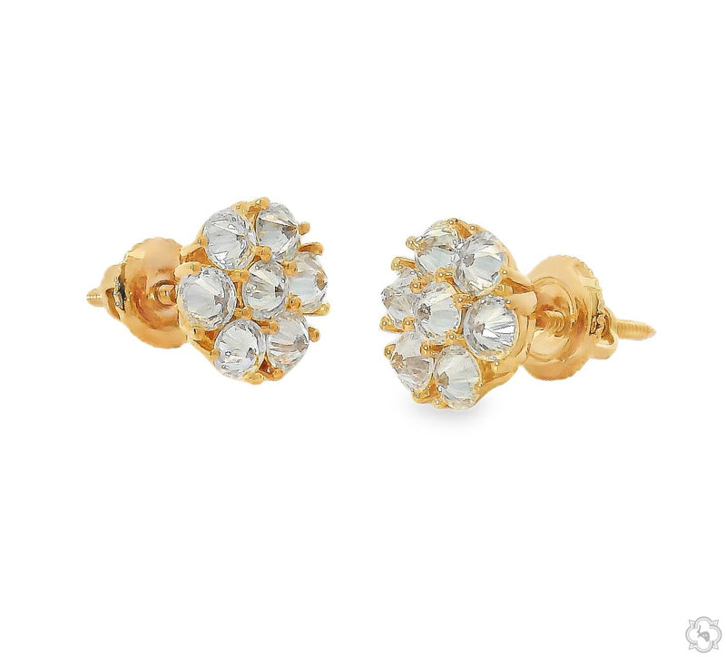 14K Gold 10PT Upside Down Diamond Flower Earrings 9 mm, photo 3 of 7