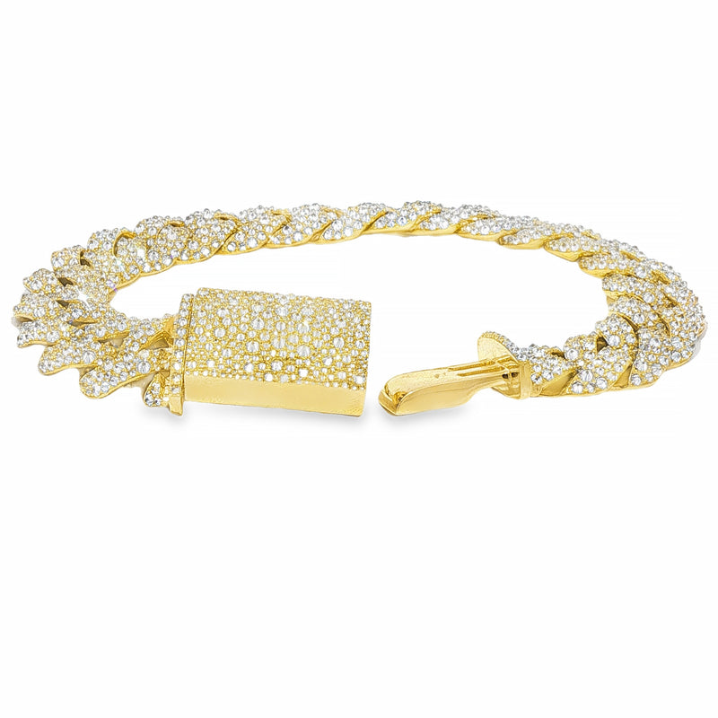 Upside Down Diamond Cuban Bracelet in 10K gold, view 2