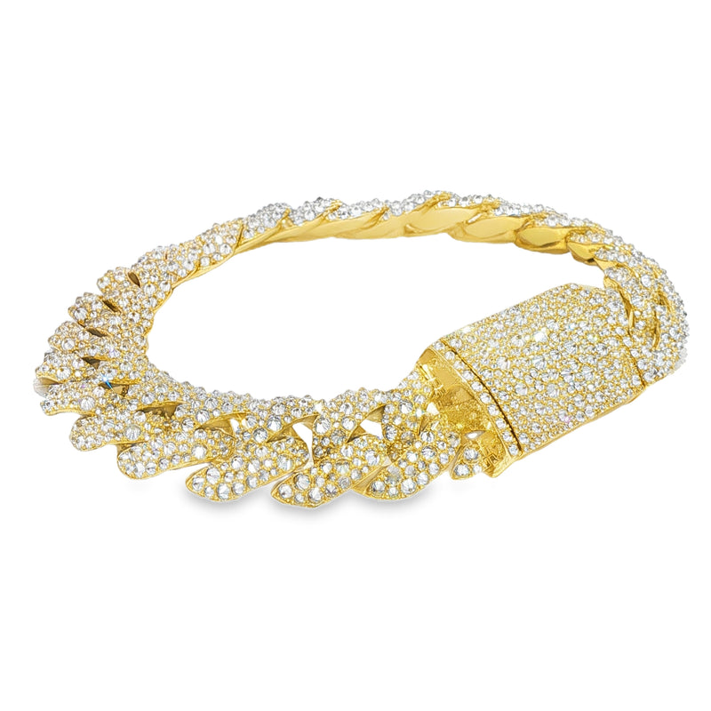 Upside Down Diamond Cuban Bracelet in 10K gold, view 3