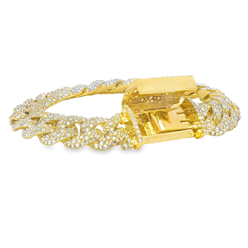 Upside Down Diamond Cuban Bracelet in 10K gold, view 4