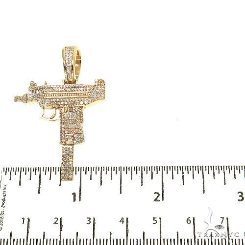 14K Gold Uzi submachine Gun Diamond Pendant, photo 5 of 7