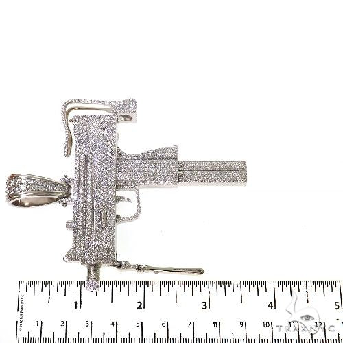14K Gold Uzi submachine Gun Lab-Grown Diamond Pendant, photo 6 of 7