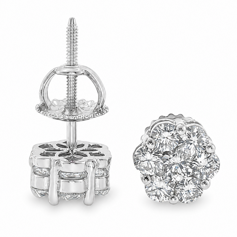 VS2 Round Cut Stud Earrings 19030