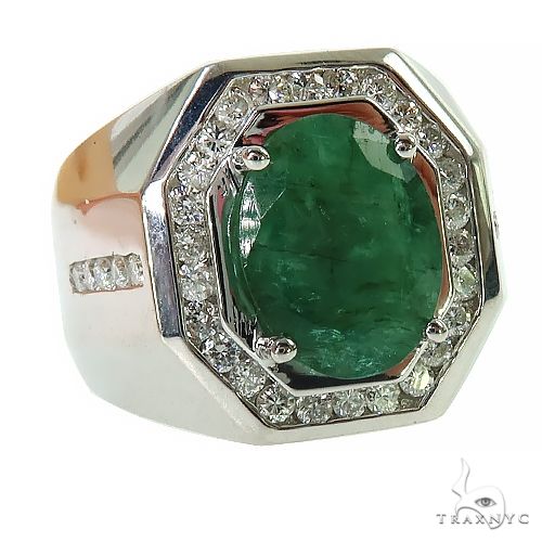 Verdant Valor Men's Emerald Ring .925 Silver 69621 - Image 1