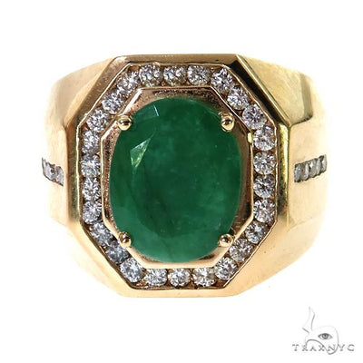 Verdant Valor Men's Emerald Ring 69588 - Image 1