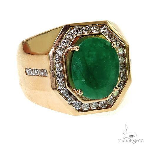 Verdant Valor Men's Emerald Ring 69588 - Image 2