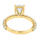 14K gold Engagement Ring featuring a 3.50 carat emerald-cut lab grown diamond with a slim double shared-prong diamond band.