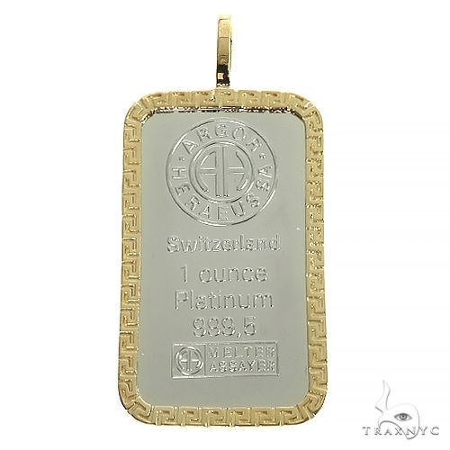 Greek Motif Dog Tag Pendant with 1 Ounce Platinum 999,5 Switzerland Bar 66411 - Image 1