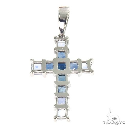 14K Gold Water Princess Cut Cross Pendant, view 4